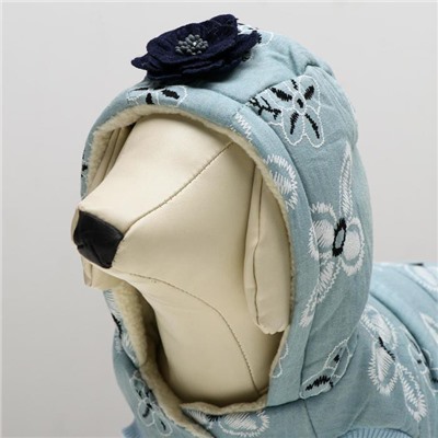 Куртка для собак с цветами, S (ДС 20 см, ОШ 23 см, ОГ 32 см), голубая