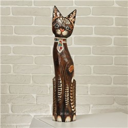 Сувенир дерево "Кошка в галстуке из мозаики" 60х12х6 см