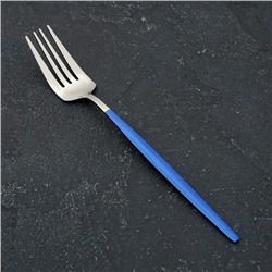 Вилка столовая Magistro «Блинк», 21,5х3 см, на подвесе, синяя ручка, цвет металла серебряный