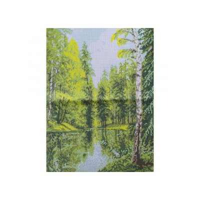 Ткань-схема для вышивания бисером и крестом "Озеро в лесу" А3 (кбп 3023)