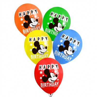 Воздушные шары цветные"Happy Birthday", Микки Маус и его друзья, 12 дюйм (набор 50 шт)