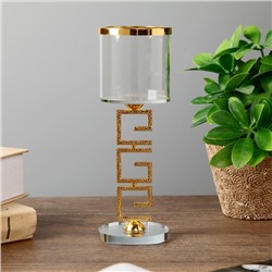 Подсвечник стекло, металл на 1 свечу "Греческий орнамент и бокал" 15,2х6,4х6,4 см