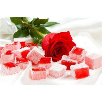 Лукум с ароматом розы 2 кг/Кубики фруктовые