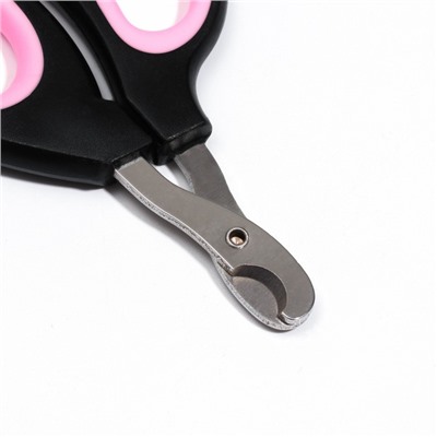 Ножницы-когтерезы "Пижон" Premium с эргономичной ручкой, отверстие 8 мм, чёрно-бежевые