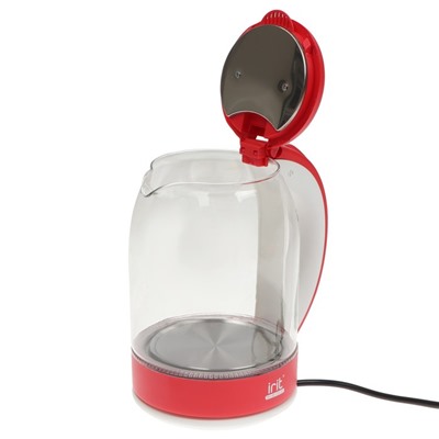 Чайник электрический Irit IR-1913, стекло, 1.8 л, 1500 Вт, красный
