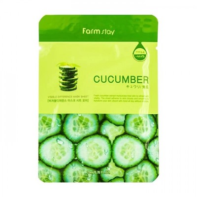 FarmStay Visible Difference Mask Sheet Cucumber Тканевая маска для лица с экстрактом огурца