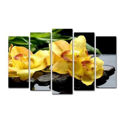 Картина модульная на подрамнике "Жёлтые орхидеи" 125*80 см