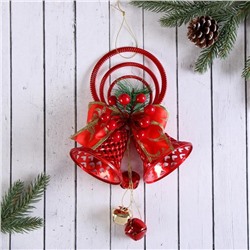 Украшение новогоднее "Колокольчик ягодки и бубенчики" 15х27 см, красный