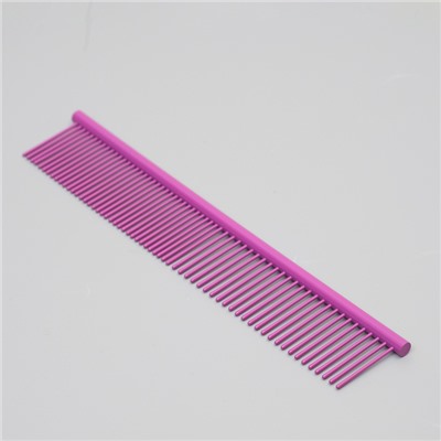 Расческа для шерсти с гальваническим покрытием, 18 х 3 см, фиолетовая