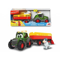 Dickie Toys  3815004 Трактор Happy Fendt с прицепом для перевозки животных 30см, свет, звук