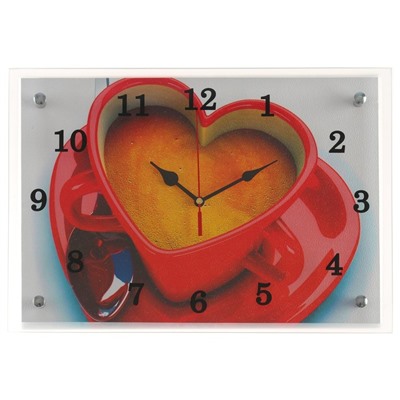 Часы настенные, серия: Кухня, "Чашка кофе сердце", микс 25х35 см