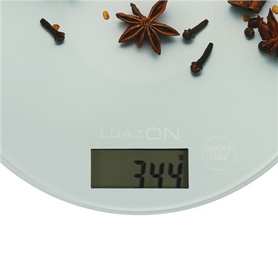 Весы электронные кухонные LuazON LVK-701 до 7 кг, круглые, стекло, "Корица"