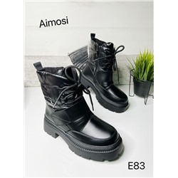 Зимние ботинки с натуральным мехом E83 черные