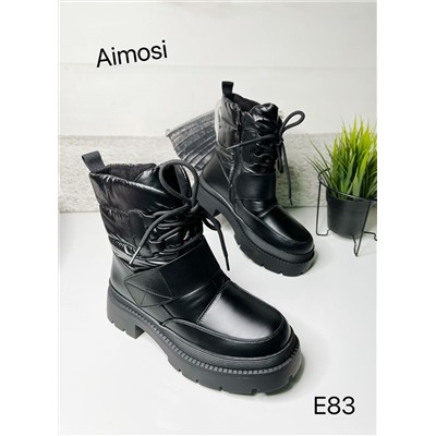 Зимние ботинки с натуральным мехом E83 черные