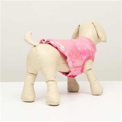 Куртка для собак двухсторонняя с утяжкой,  размер 8 (ДС 23 см, ОГ 30, ОШ22 см), розовая