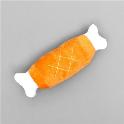 Игрушка для собак "Мягкая косточка" с пищалкой, 19 см, оранжевая