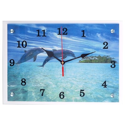 Часы настенные, серия: Море, "Дельфины", 25х35  см, микс