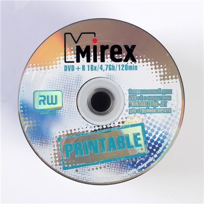 Диск DVD+R Data Standard Printable Inkjet, 16x, 4.7 Гб, Спайка, 100 шт