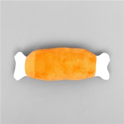 Игрушка для собак "Мягкая косточка" с пищалкой, 19 см, оранжевая