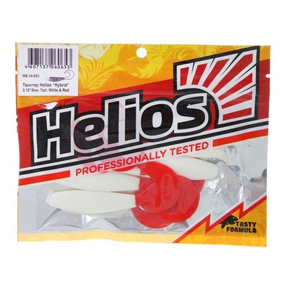 Твистер Helios Hybrid 8,0 см White & Red HS-14-003 (набор 7 шт)