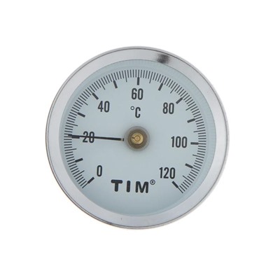 Термометр TIM Y-63A-120, накладной, с пружиной, 1/4", корпус d=63 мм, 0℃-120℃