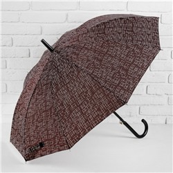 Зонт - трость полуавтоматический «Чёрточки», 10 спиц, R = 49 см, цвет коричневый