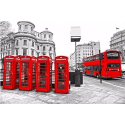 3D Фотообои «Телефонные будки в Лондоне»