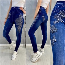 Леггинсы женские с джинсовым принтом арт. 883256