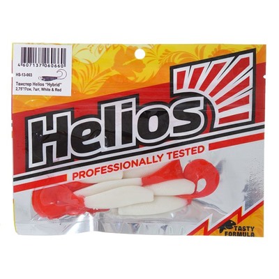 Твистер Helios Hybrid 7,0 см White & Red HS-13-003 (набор 7 шт)