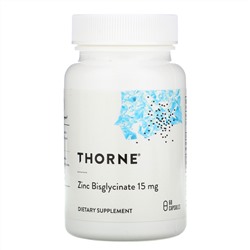 Thorne Research, Бисглицинат цинка, 15 мг, 60 капсул