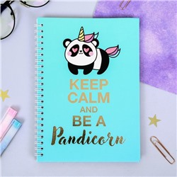 Ежедневник с тиснением Keep calm and be a pandicorn, формат А5, 60 листов