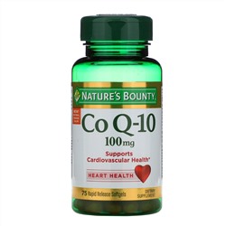 Nature's Bounty, Коэнзим Q10, 100 мг, 75 желатиновых капсул с быстрым высвобождением