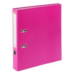 Папка-регистратор А4, 50мм Neon, собранный, розовый, пластиковый карман, картон 2мм, вместимость 350 листов