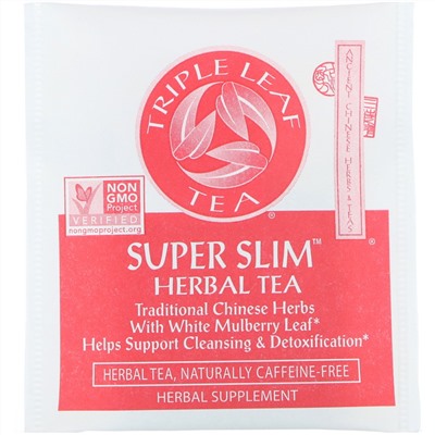 Triple Leaf Tea, Super Slim, травяной чай, без кофеина, 20 чайных пакетиков, 33 г (1,6 унции)