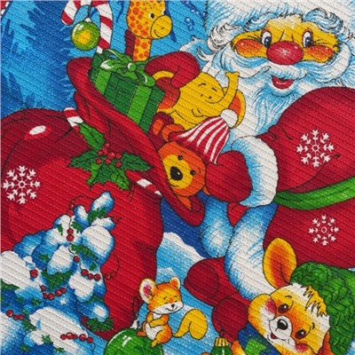 Полотенце новогоднее, размер  вафельное Дед Мороз 45х60см, 150г/м, 100% хлопок