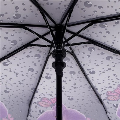 Зонт полуавтоматический «Роса», ветроустойчивый, 3 сложения, 8 спиц, R = 49 см, цвет МИКС