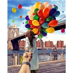 Картина по номерам 40х50 - Девушка с разноцветными шариками