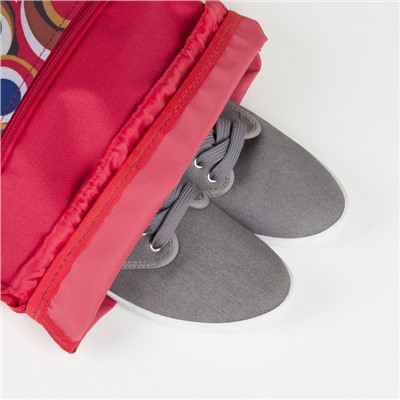 Мешок для обуви, отдел на шнурке, наружный карман на молнии, цвет красный