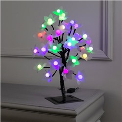 Светодиодный куст «Цветы с шариками» 30 см, 32 LED, мигание, 220 В, свечение мульти (RG/RB)