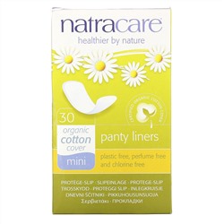 Natracare, Ежедневные прокладки с покрытием из органического хлопка, мини, 30 прокладок