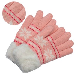 Светло-розовые вязаные перчатки