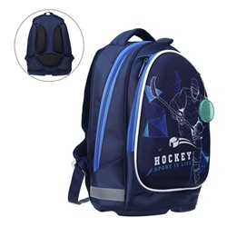 Рюкзак каркасный школьный Calligrata "Хоккей" + мешок для обуви, 39 х 28 х 18 см