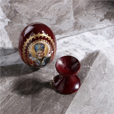 Сувенир Яйцо на подставке икона "Николай Чудотворец"