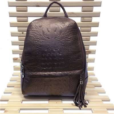 Модный городской рюкзак Gotik_Land формата А4 из прочной эко-кожи под рептилию цвета бронзы.