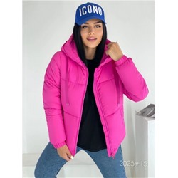 Куртка с капюшоном 2025 яр-розовая DIM