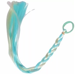 Резинка Коса для волос 40 см цвет голубой с кремовым