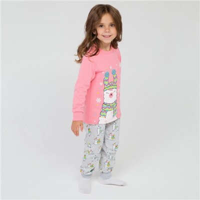 Пижама детская, цвет персик/серый, рост 98 см
