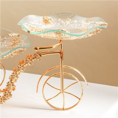 Этажерка 3-х ярусная «Велосипед», 50×20×21 см, цвет металла золотой