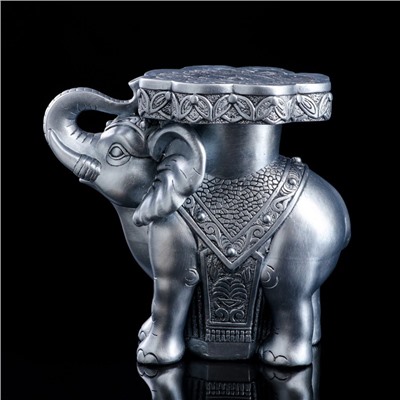 Статуэтка-подставка "Слон", серебристая, гипс, 35х22х32 см
