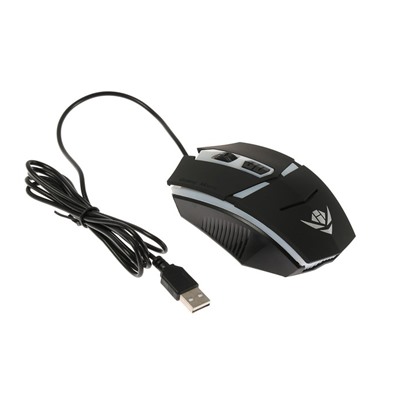 Мышь Nakatomi Gaming MOG-02U, игровая, проводная, оптическая, 1600 dpi, USB, черная